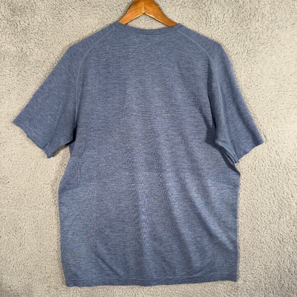 Lululemon Shirt XL Blue Metal Vent Tech Crew Neck Short Sleeve Men - Picture 4 of 8